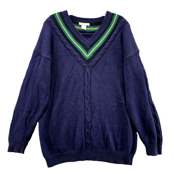 Vintage Jamie Scott Sweater Men's Medium Cable Knit Academia Grandpa Golf Preppy